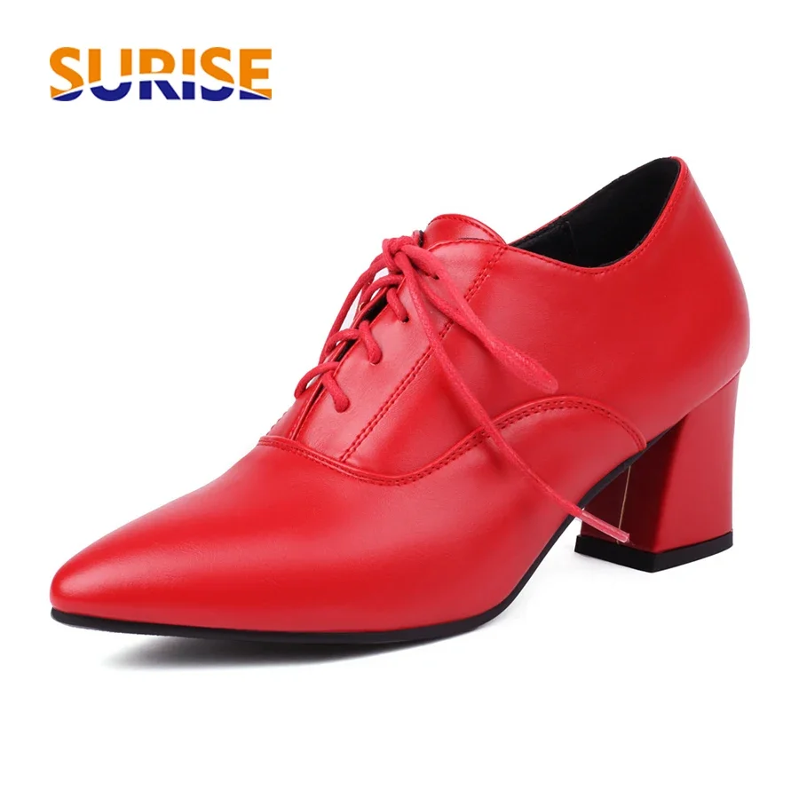 Oxford Lace Up Women - Sepatu Oxford Wanita Inggris Merah Khaki