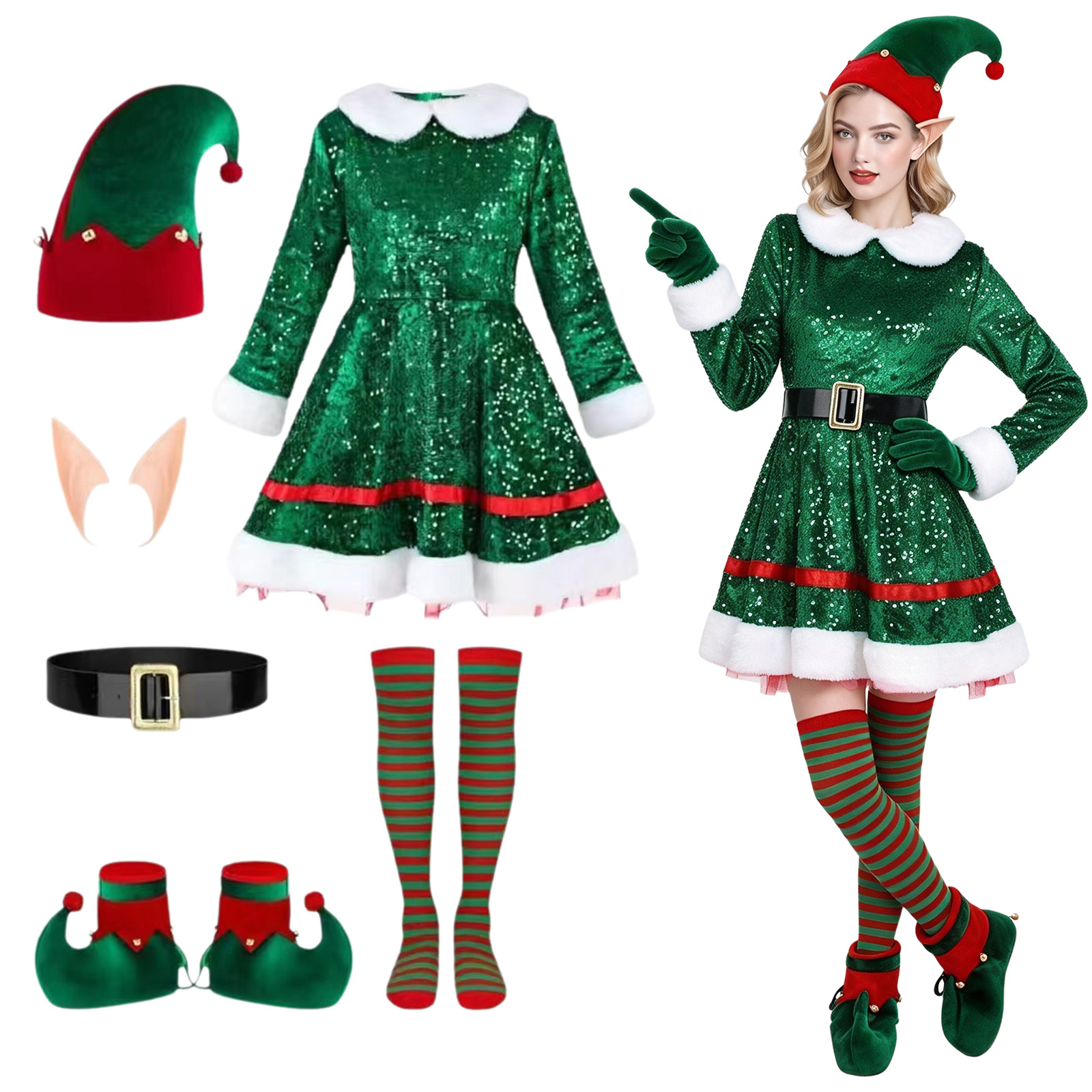 Women Shoes Xxl - Setelan Gaun Cosplay Elf untuk Natal,