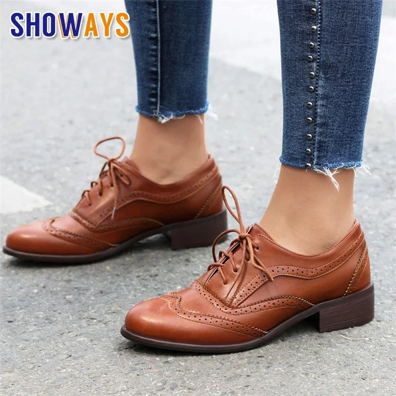 Oxford Lace Up Women - Sepatu Brogues Wanita Model Oxford Inggris,