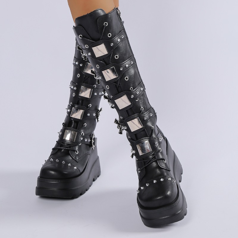 Knee High Boots Women - Sepatu Bot Setinggi Lutut Warna Hitam,