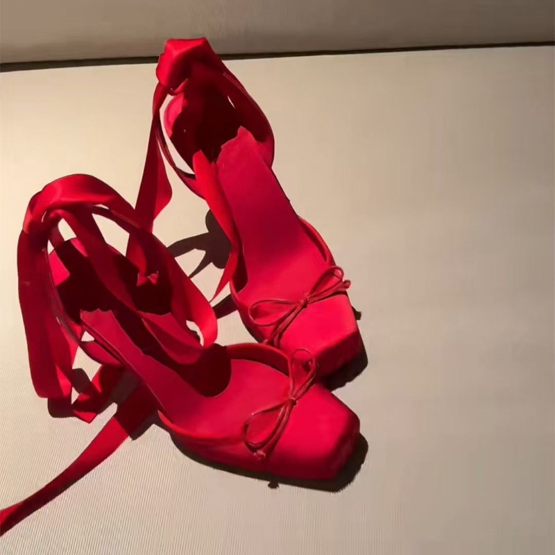 Sepatu Hak Tinggi Merah, Ikat  - Women'S Shoes Quality ulasan dan harga