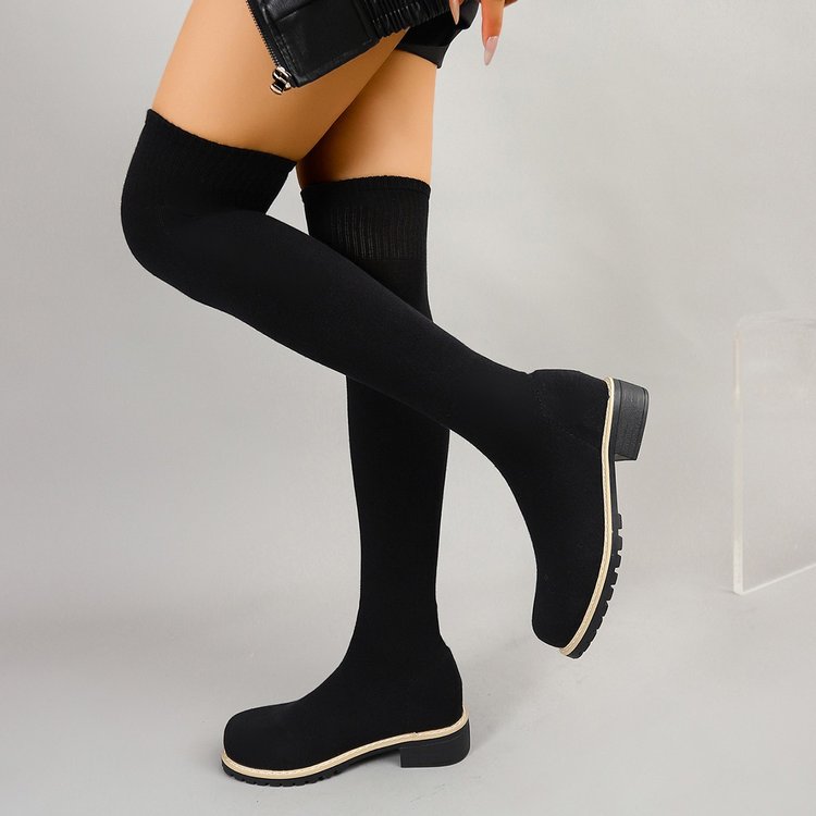 Sepatu Bot Selutut Rajut Seder - Sock Boot Women ulasan dan harga